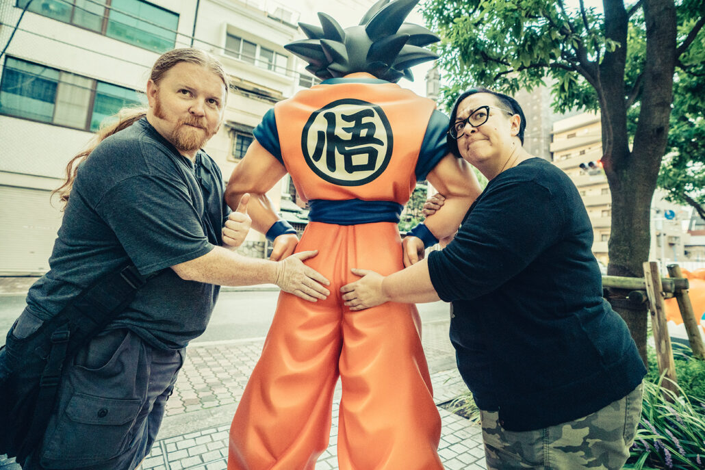 Phil & Jen grab Goku's Ass